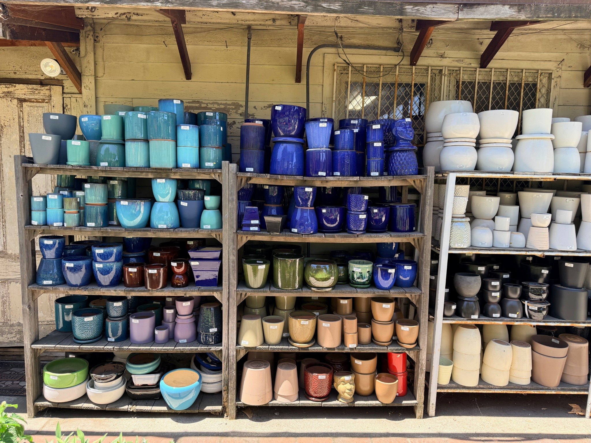 A broad selection of pots and containers at Lincoln Avenue Nursery