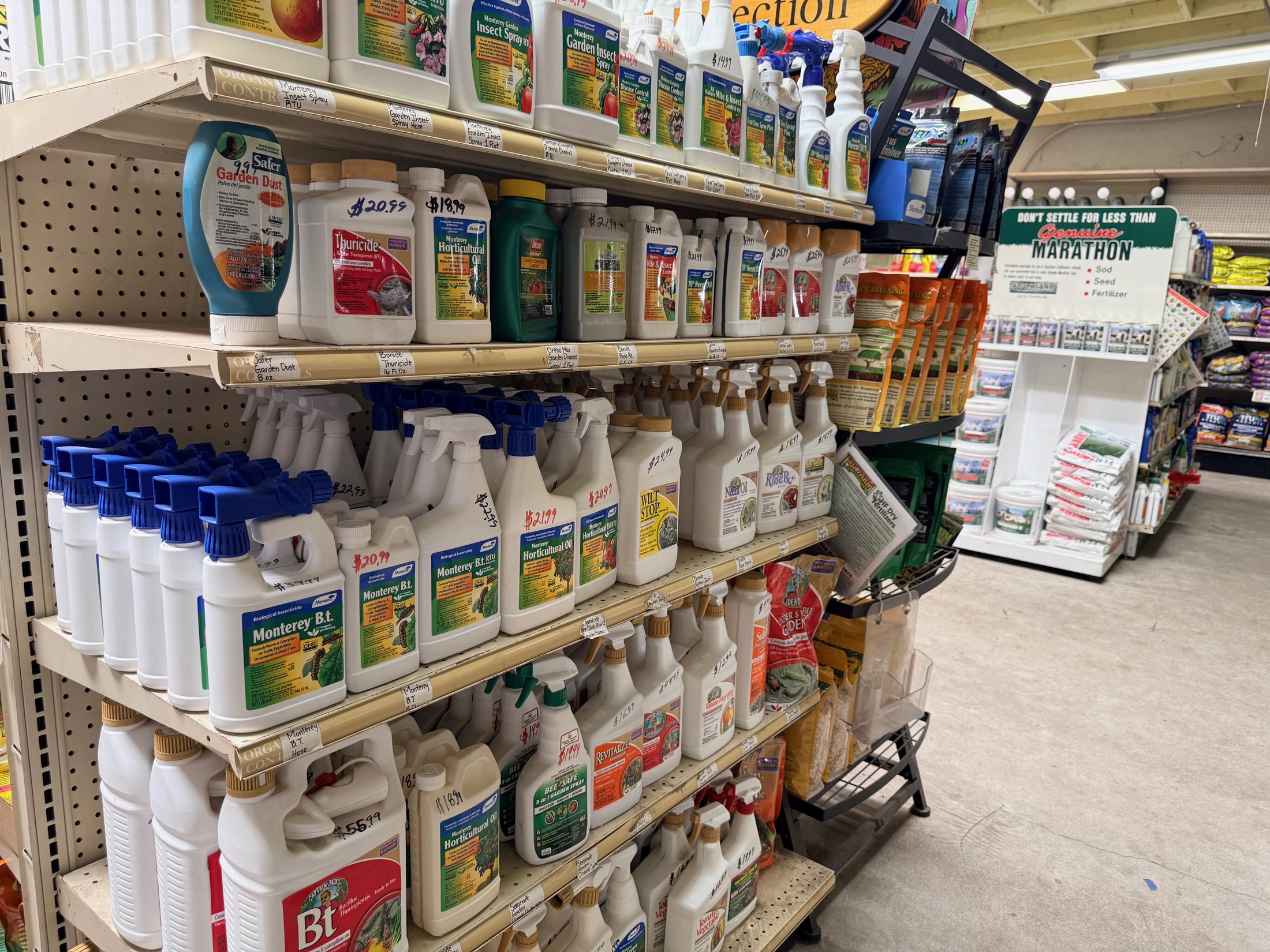 Pest-control and garden-care products at Lincoln Avenue Nursery